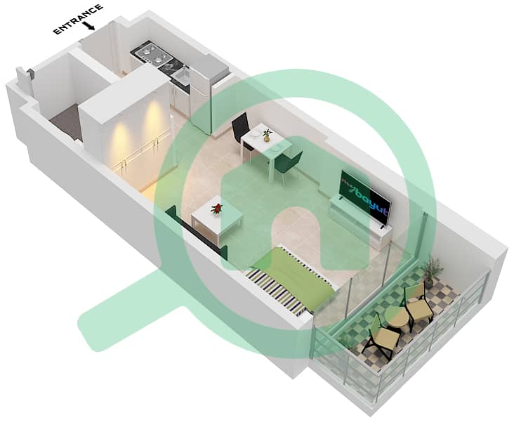 المخططات الطابقية لتصميم الوحدة 10 FLOOR 2-8,22-29 شقة استوديو - الأقصر بواسطة امتياز Unit 10 Floor 2-8,22-29 interactive3D