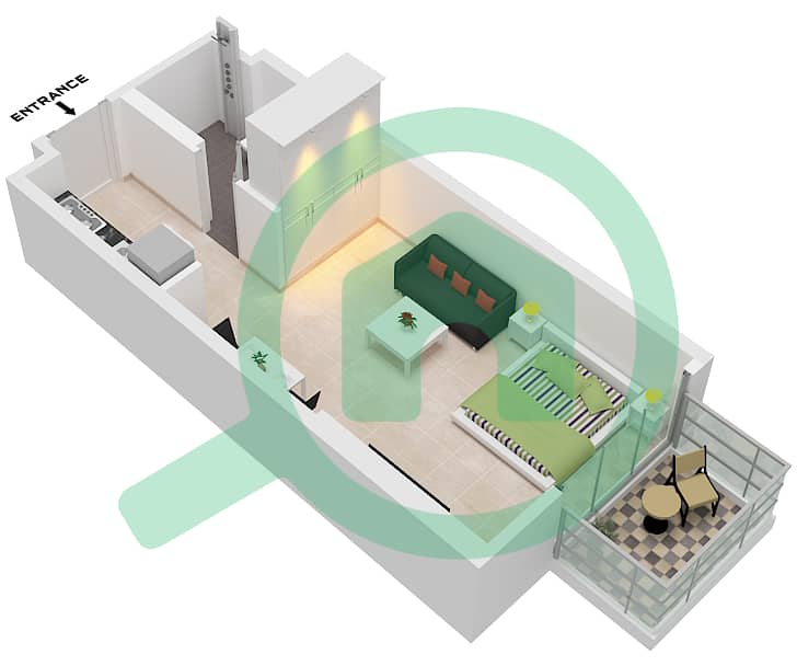 Luxor by Imtiaz - Studio Apartment Unit 11 FLOOR 2-8,22-29 Floor plan Unit 11 Floor 2-8,22-29 interactive3D
