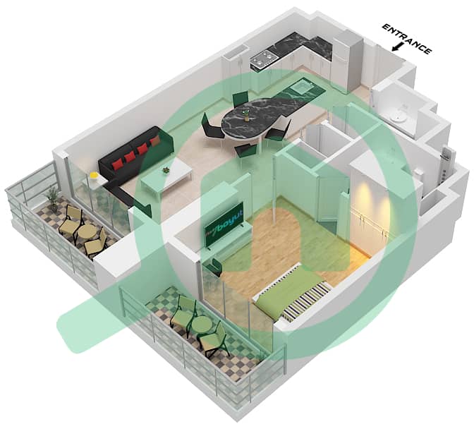 المخططات الطابقية لتصميم الوحدة 13 FLOOR 1 شقة 1 غرفة نوم - الأقصر بواسطة امتياز Unit 13 Floor 1 interactive3D