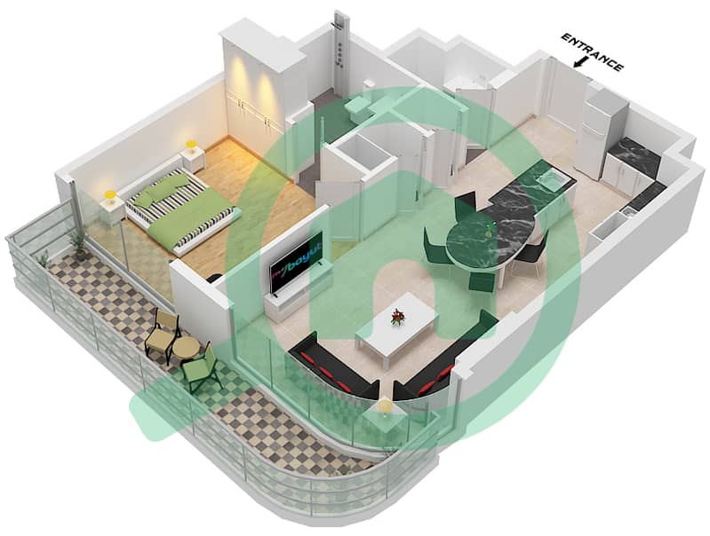 Luxor by Imtiaz - 1 Bedroom Apartment Unit 9,14 FLOOR 2-14,17-29 Floor plan Unit 14 Floor 2-8,22-29 
Unit 9 Floor 9-14,17-21 interactive3D