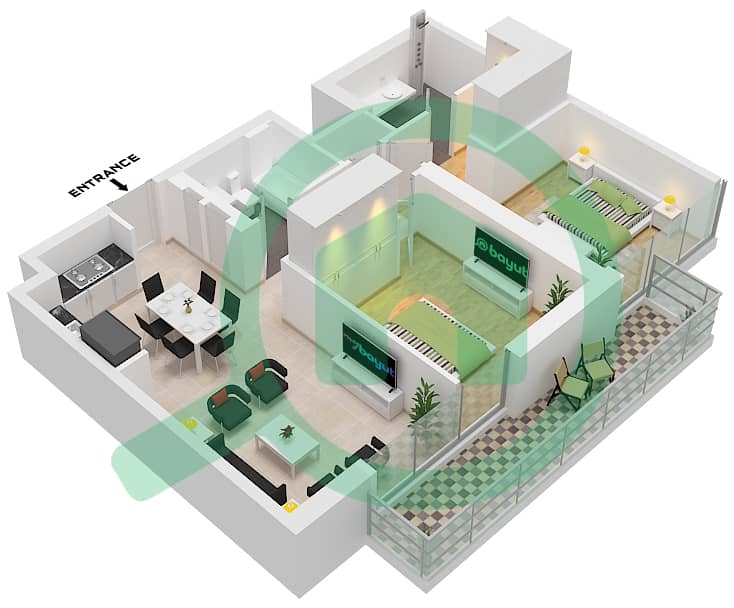Golf Heights - 2 Bedroom Apartment Type/unit B1 / UNIT 3,6 FLOOR 6-24 Floor plan Type B1 Unit 3 Floor 23,24
Unit 6-22 interactive3D