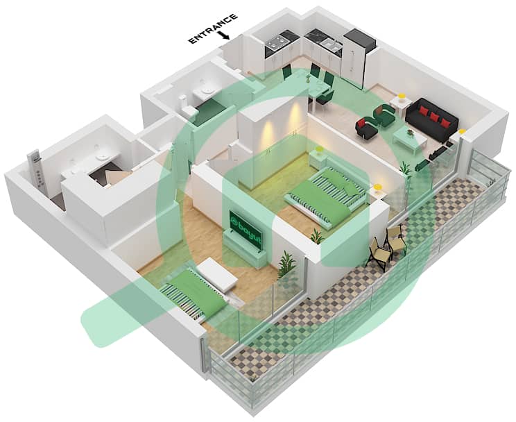 Golf Heights - 2 Bedroom Apartment Type/unit C / UNIT 5 FLOOR 25-36 Floor plan Type C Unit 5, Floor 25-36 interactive3D