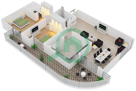 Solitaire Cascades - 2 Bed Apartments Type T8 Floor plan