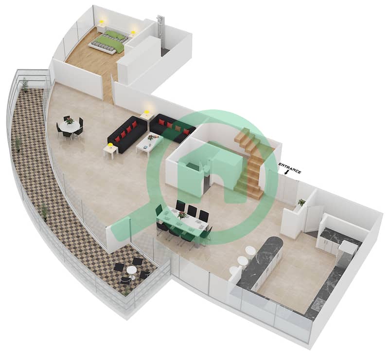 المخططات الطابقية لتصميم النموذج 33 بنتهاوس 4 غرف نوم - برج سابا 2 Floor 34 image3D