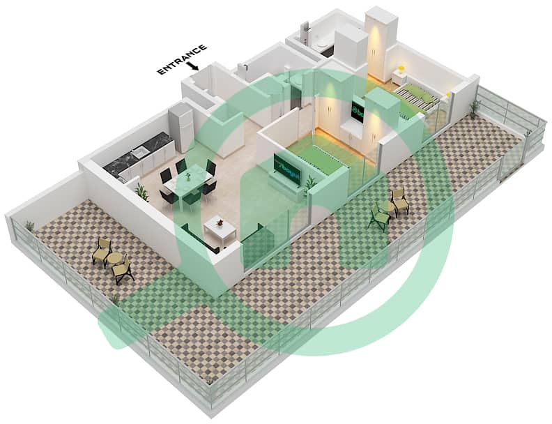 Park Horizon Tower 1 - 2 Bedroom Apartment Type/unit A3.1 / UNIT 1 FLOOR 1 Floor plan Type A3.1 Unit 1 Floor 1 interactive3D