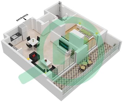 المخططات الطابقية لتصميم النموذج / الوحدة A1 / UNIT 5-6 FLOOR 1 شقة 1 غرفة نوم - بارك هورايزون برج 1