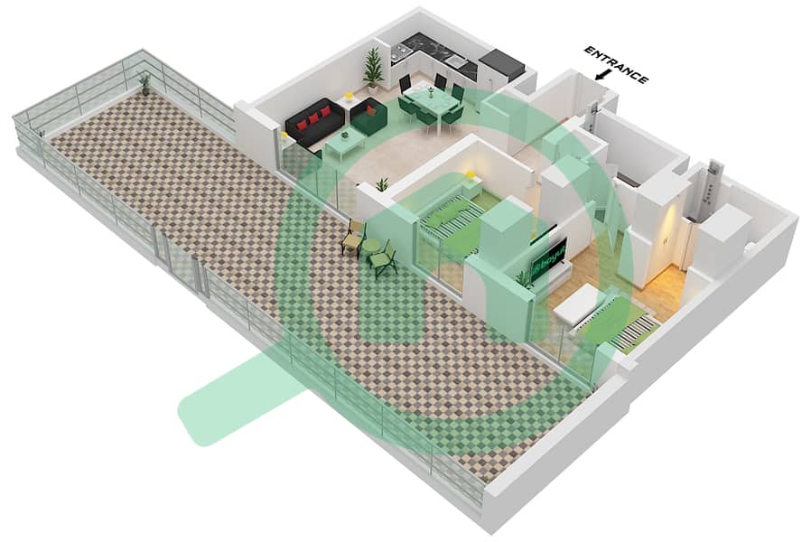 Park Horizon Tower 2 - 2 Bedroom Apartment Type/unit A3.2 / UNIT 9 FLOOR 1 Floor plan Type A3.2 Unit 9 Floor 1 interactive3D