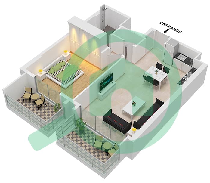 Thyme at Central Park - 1 Bedroom Apartment Type/unit A.2/UNIT 4,11M,12 FOOR 1 Floor plan Type A.2 Unit 4,11M,12 Foor 1 interactive3D