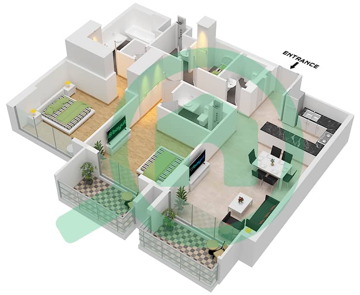 Thyme at Central Park - 2 Bedroom Apartment Type/unit A.3 / UNIT 17 FLOOR 2 Floor plan Type A.3 Unit 17 Floor 2 interactive3D