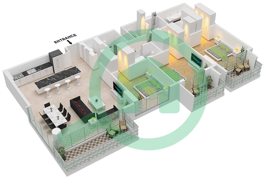 Thyme at Central Park - 3 Bedroom Apartment Type/unit B.2 / UNIT 3 FLOOR 2 Floor plan Type B.2 Unit 3 Floor 2 interactive3D