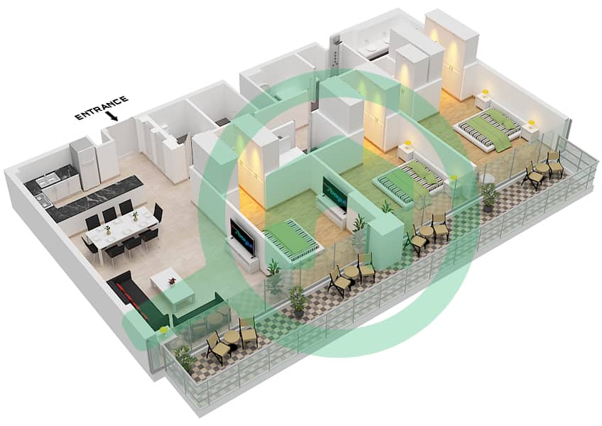 Thyme at Central Park - 3 Bedroom Apartment Type/unit C.2 / UNIT 2 FLOOR 9 Floor plan Type C.2 Unit 2 Floor 9 interactive3D