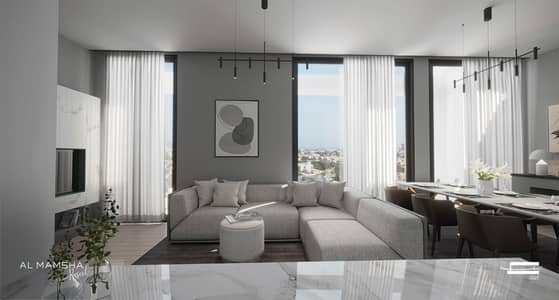 شقة 1 غرفة نوم للبيع في مويلح، الشارقة - Living Room Render - Al Mamsha Raseel. jpg