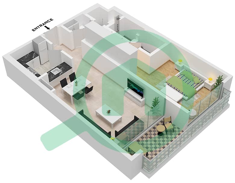 Rixos Dubai Islands Hotel & Residences - 1 Bedroom Apartment Unit 2,6,8,10 FLOOR PODIUM 2-4 Floor plan "Unit 2 Floor Podium 2,Floor 3 
Unit 8 Floor 4 
Unit 6 Floor 2
Unit 10 Floor 3" interactive3D