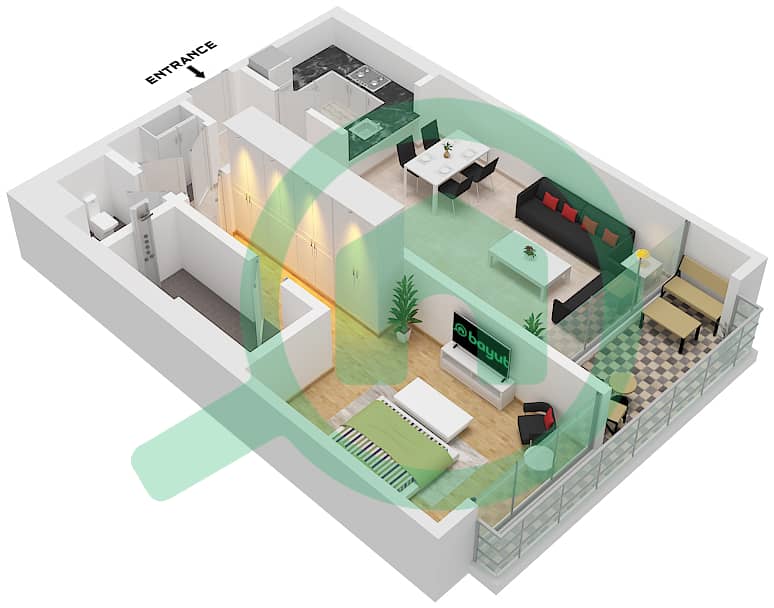 Rixos Dubai Islands Hotel & Residences - 1 Bedroom Apartment Unit 8 FLOOR 5 Floor plan Unit 8 Floor 5 interactive3D