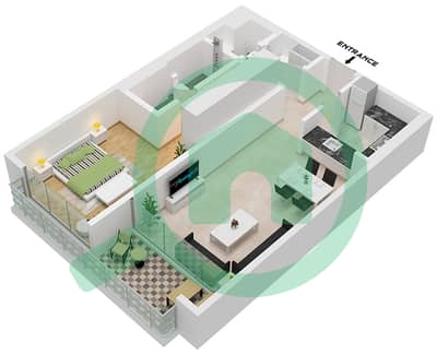 المخططات الطابقية لتصميم الوحدة 5 FLOOR 6,7 شقة 1 غرفة نوم - فندق ومساكن ريكسوس جزر دبي