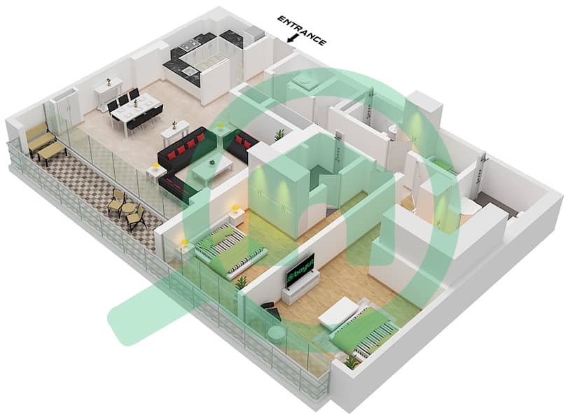 Rixos Dubai Islands Hotel & Residences - 2 Bedroom Apartment Unit 5 FLOOR 5 Floor plan Unit 5 Floor 5 interactive3D