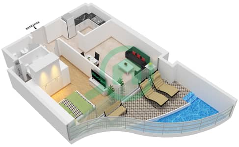 伏尔加大厦 - 1 卧室公寓类型A戶型图