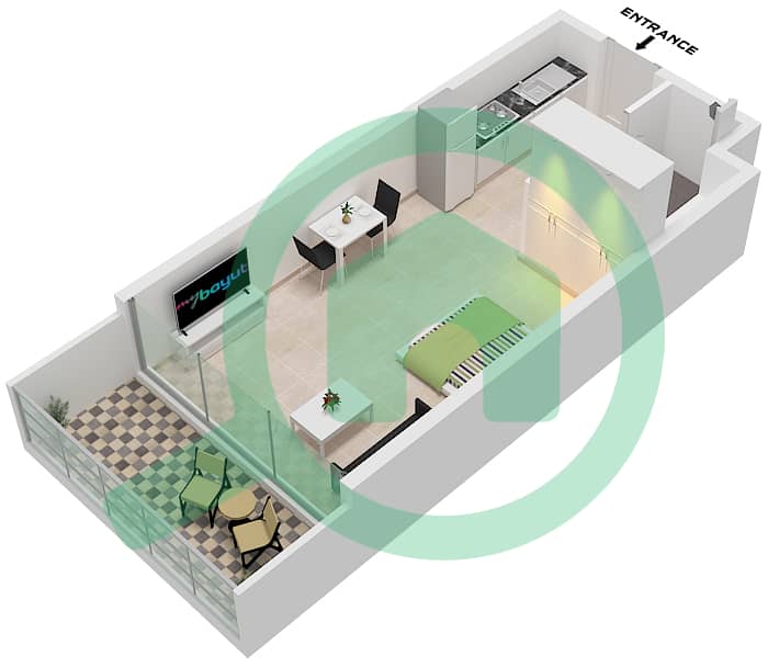 海湾玛雅酒店 - 单身公寓类型A FLOOR 1-8戶型图 Type A Floor 1-8 interactive3D