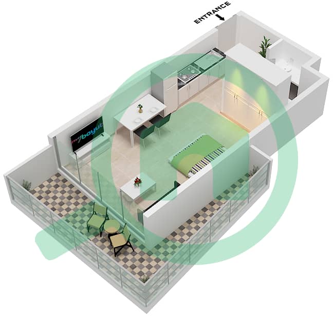Mayyas at the Bay - Studio Apartment Type B FLOOR 1-8 Floor plan Type B Floor 1-8 interactive3D