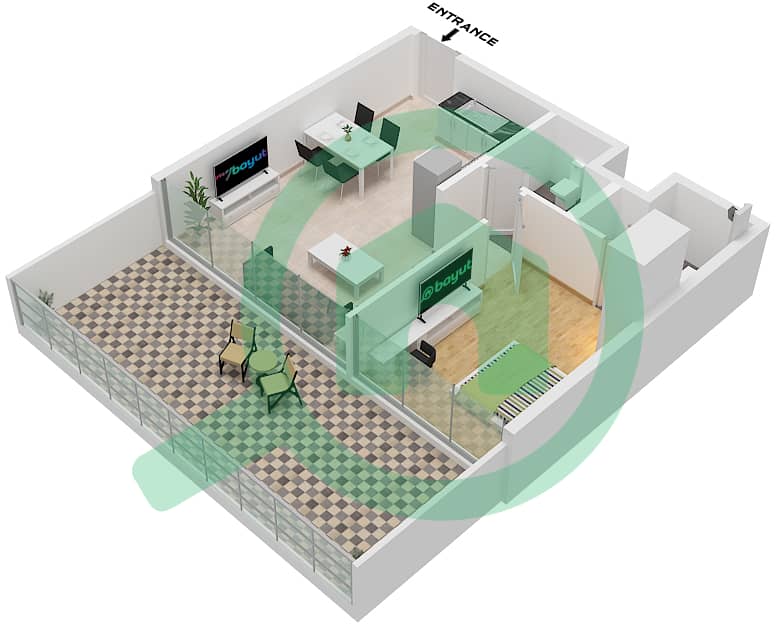 Mayyas at the Bay - 1 Bedroom Apartment Type A FLOOR 1-8 Floor plan Type A Floor 1-8 interactive3D