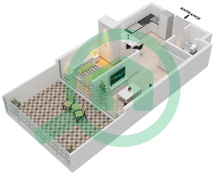 Mayyas at the Bay - 1 Bedroom Apartment Type C FLOOR 1-8 Floor plan Type C Floor 1-8 interactive3D