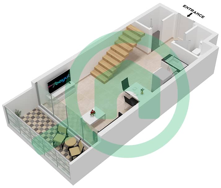 Mayyas at the Bay - 1 Bedroom Apartment Type A DUPLEX Floor plan Type A Floor Lower Ground interactive3D