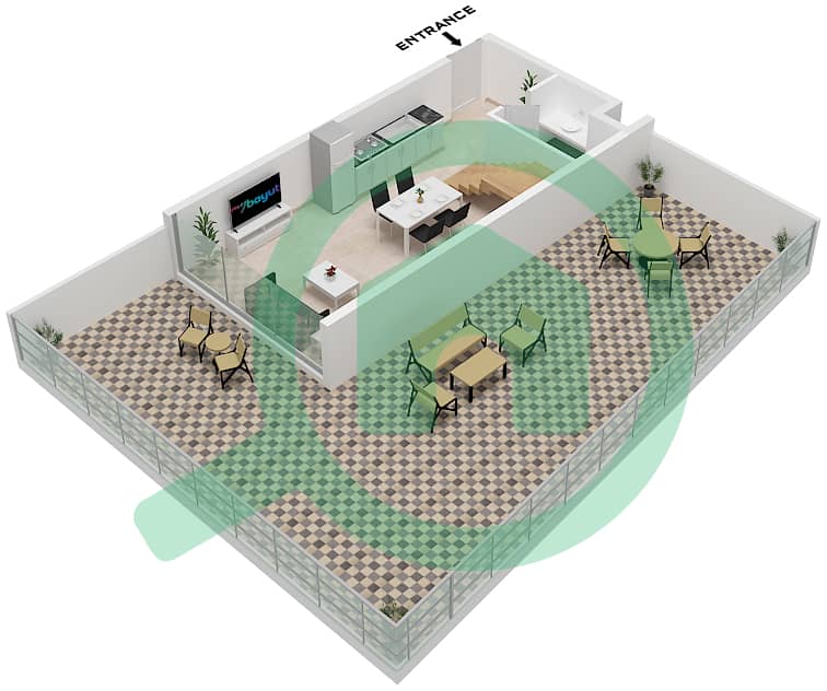 Mayyas at the Bay - 1 Bedroom Apartment Type B DUPLEX Floor plan Type B Floor Lower Ground interactive3D