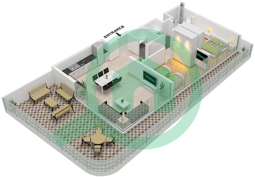 Mayyas at the Bay - 2 Bedroom Apartment Type C FLOOR 1-8 Floor plan Type C Floor 1-8 interactive3D