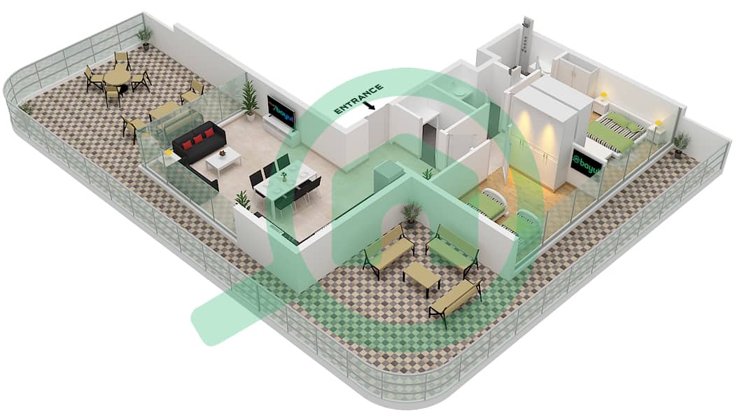 Mayyas at the Bay - 2 Bedroom Apartment Type D FLOOR 1-8 Floor plan Type D Floor 1-8 interactive3D