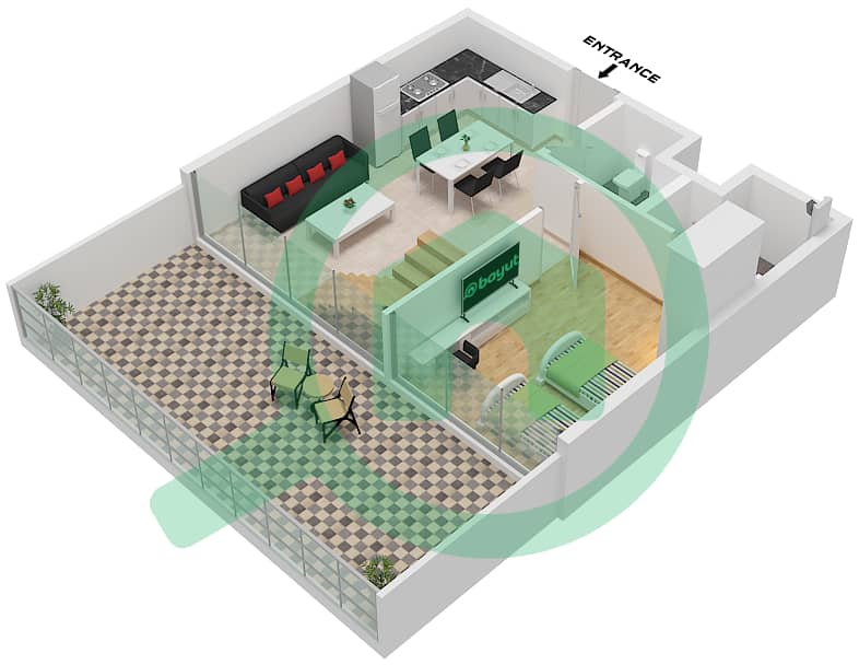 Mayyas at the Bay - 2 Bedroom Apartment Type D Floor plan Type D Floor Lower Ground interactive3D