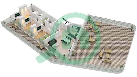 Майяс ат зе Бэй - Апартамент 3 Cпальни планировка Тип B FLOOR 1-8
