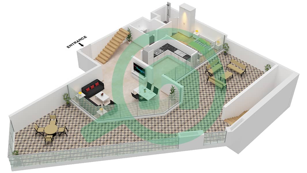 Mayyas at the Bay - 3 Bedroom Apartment Type A DUPLEX Floor plan Type A Floor Lower Ground interactive3D