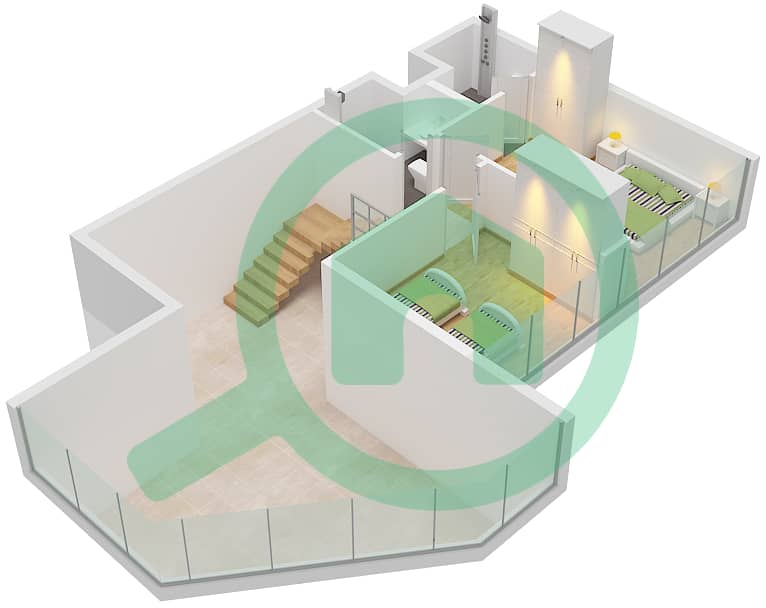 Mayyas at the Bay - 3 Bedroom Apartment Type A DUPLEX Floor plan Type A Floor Upper Ground interactive3D