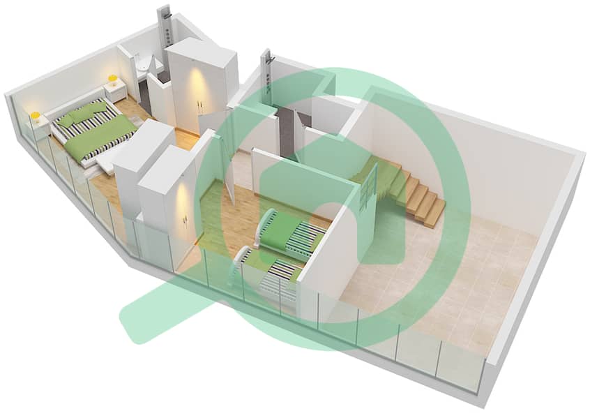Mayyas at the Bay - 3 Bedroom Apartment Type B DUPLEX Floor plan Type B Floor Upper Ground interactive3D
