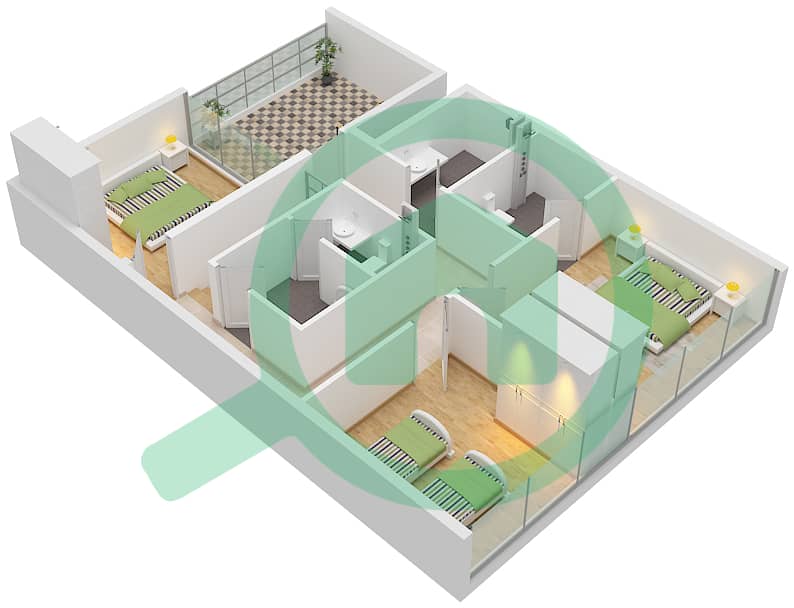 Mayyas at the Bay - 3 Bedroom Townhouse Type B Floor plan Type B Floor Upper Ground interactive3D