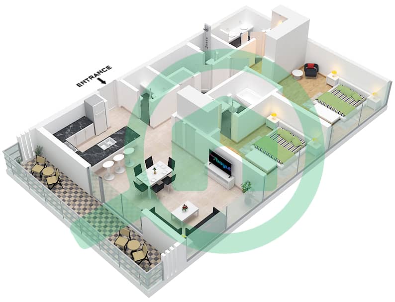 Porto Playa - 2 Bedroom Apartment Type/unit A1 / UNIT E13,E15,W16,W18 Floor plan Type A1 Unit E13,E15,W16,W18 Floor 4-5 interactive3D