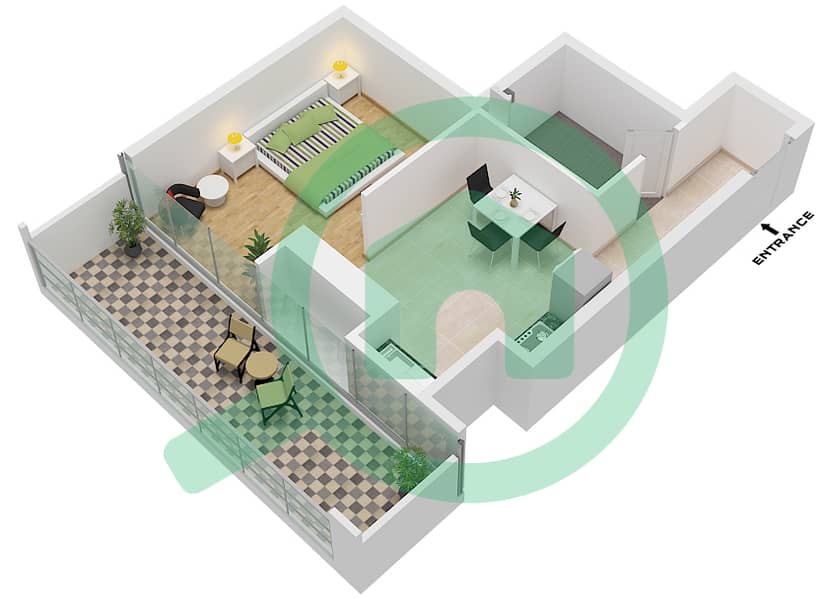 文托大厦 - 单身公寓类型E戶型图 Type E Floor 2-19 interactive3D