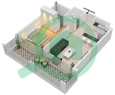 文托大厦 - 1 卧室公寓类型A戶型图