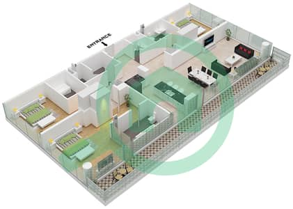 Porto Playa - 3 Bedroom Apartment Type/unit B / UNIT E1,W1 Floor plan