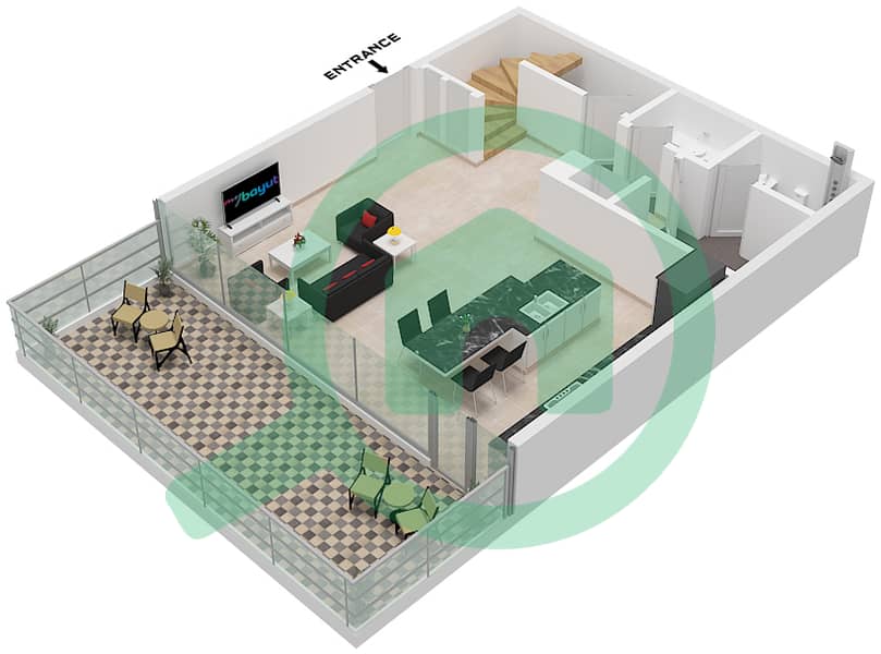 Porto Playa - 2 Bedroom Townhouse Type/unit A / UNIT D,E,F,G,I,J,K,L Floor plan Type A Unit D,E,F,G,I,J,K,L Lower Floor Ground Floor interactive3D