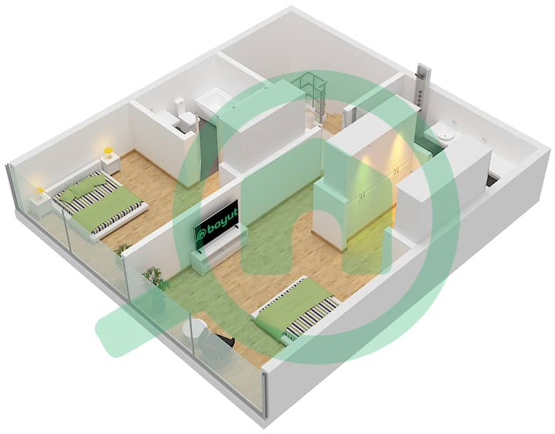 Porto Playa - 2 Bedroom Townhouse Type/unit A / UNIT D,E,F,G,I,J,K,L Floor plan Type A Unit D,E,F,G,I,J,K,L Upper Floor Mezzanine Floor interactive3D