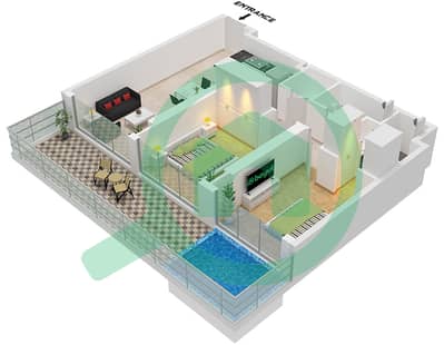 Diamondz by Danube - Апартамент 2 Cпальни планировка Тип/мера A / UNIT 3 FLOOR 12,60