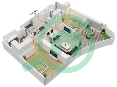 Safa One Tower A - 2 Bedroom Apartment Type B FLOOR 6-21,23-38 Floor plan