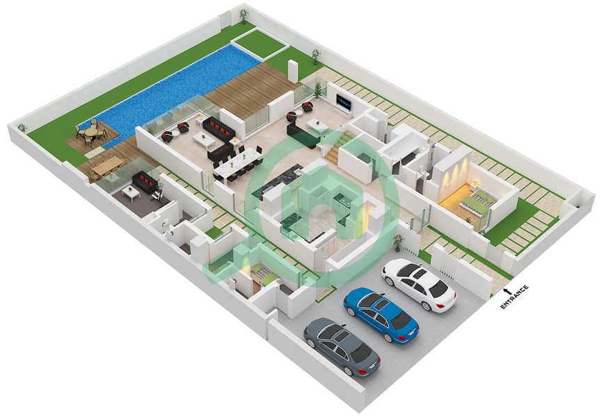 Harmony 3 - 5 Bedroom Villa Type A+GARDEN SUITE Floor plan A+Garden Suite Ground Floor interactive3D
