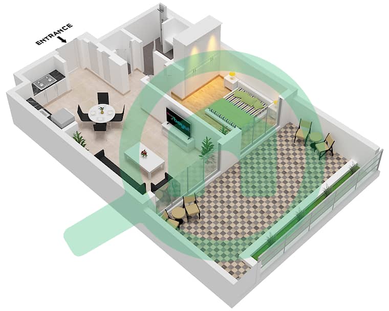 Sunridge - 1 Bedroom Apartment Type/unit 4D / UNIT G02 Floor plan "Type 4D Unit G02" interactive3D