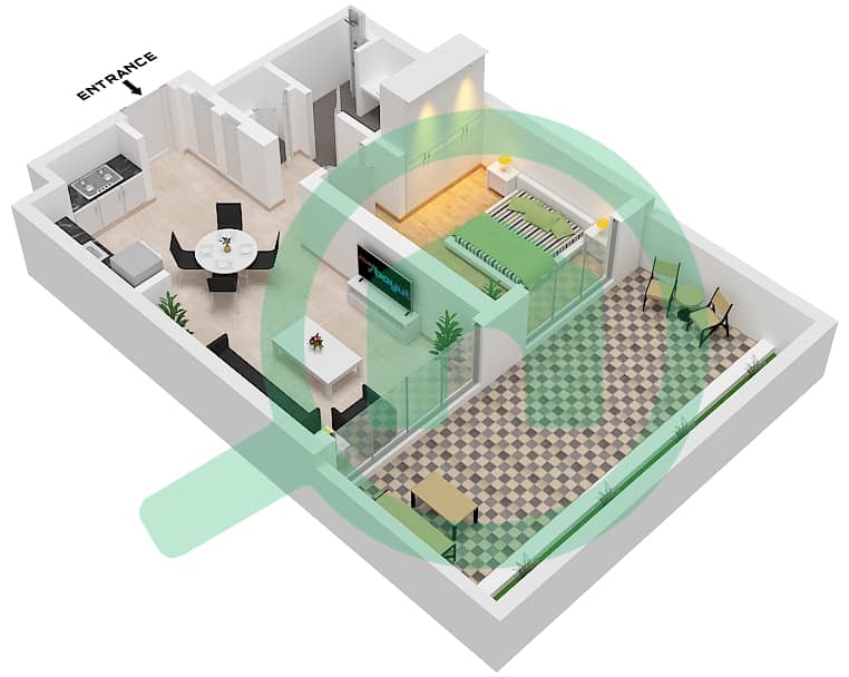 المخططات الطابقية لتصميم النموذج / الوحدة 4A/UNIT G06-G08 GROUND شقة 1 غرفة نوم - صن ريدج "Type 4A 
Unit G06,G07,G08 Ground Floor" interactive3D