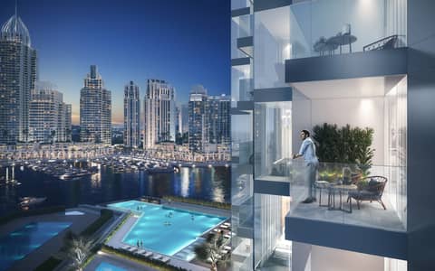 شقة 1 غرفة نوم للبيع في دبي مارينا، دبي - Balcony facing pool & marina. jpg