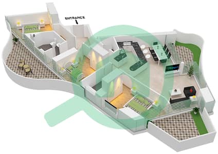 Safa One Tower A - 3 Bedroom Apartment Type A FLOOR 6-21,23-38 Floor plan