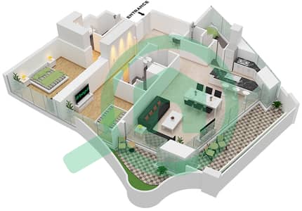 Safa One Tower A - 2 Bedroom Apartment Type C  FLOOR 6,8,10,12,14 Floor plan