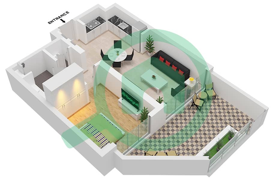 Sunridge - 1 Bedroom Apartment Type/unit 4E/UNIT G01 GROUND FLOOR Floor plan "Type 4E Unit G01 Ground Floor" interactive3D